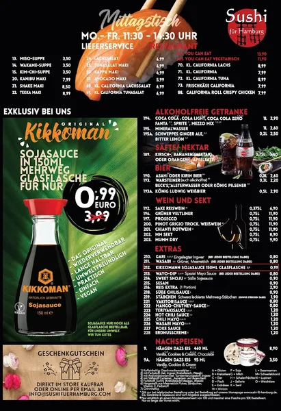 menu 2 of Sushi für Hamburg Bergedorf