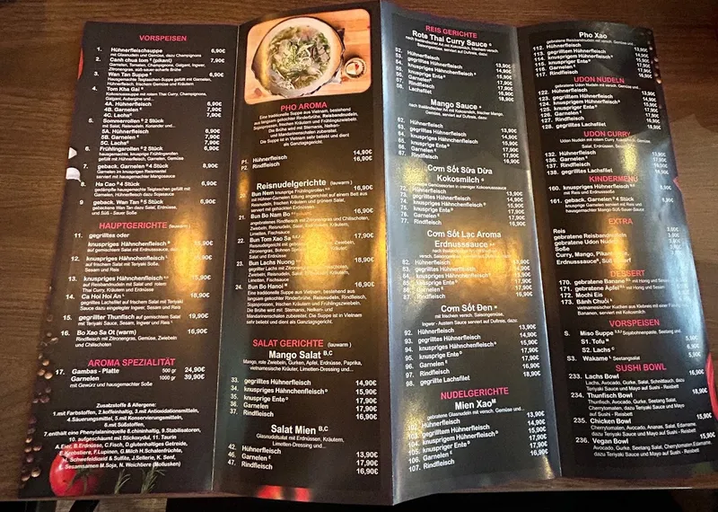 menu 1 of AROMA Vietnamese Kitchen & Sushi Bar