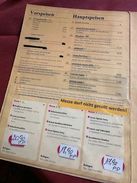 menu 0 of Karawane Essen
