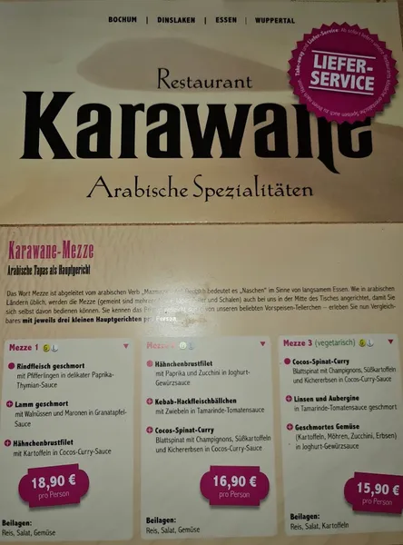 menu 2 of Karawane Essen