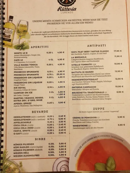 menu 1 of Rütteria Lorenzo