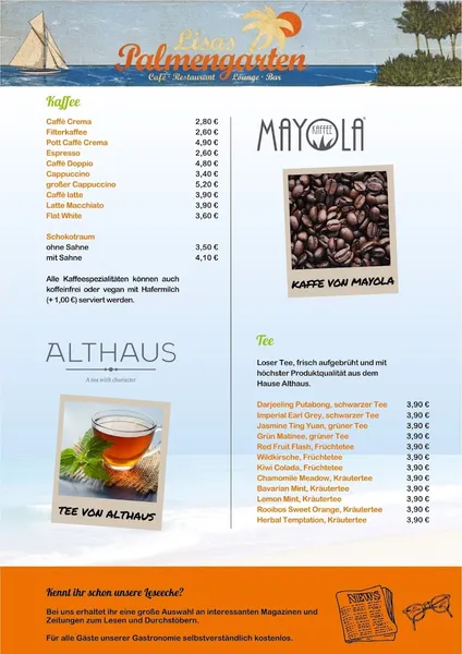 menu 2 of Lisas Palmengarten