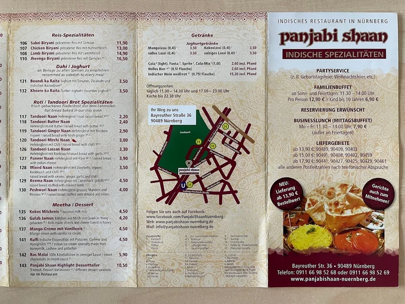 menu 1 of Panjabi Shaan Nürnberg