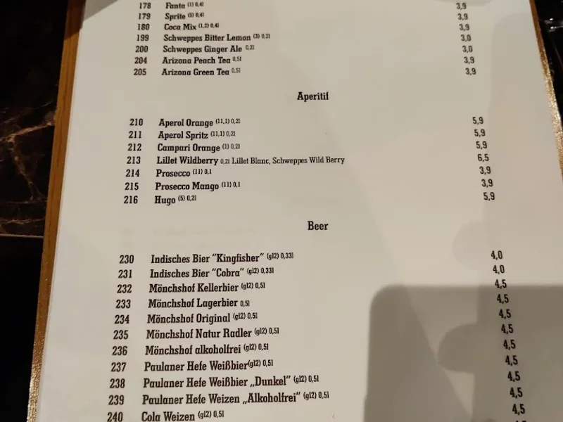 menu 2 of Panjabi Shaan Nürnberg
