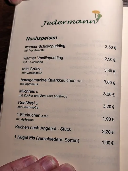 menu 0 of Jedermann Café