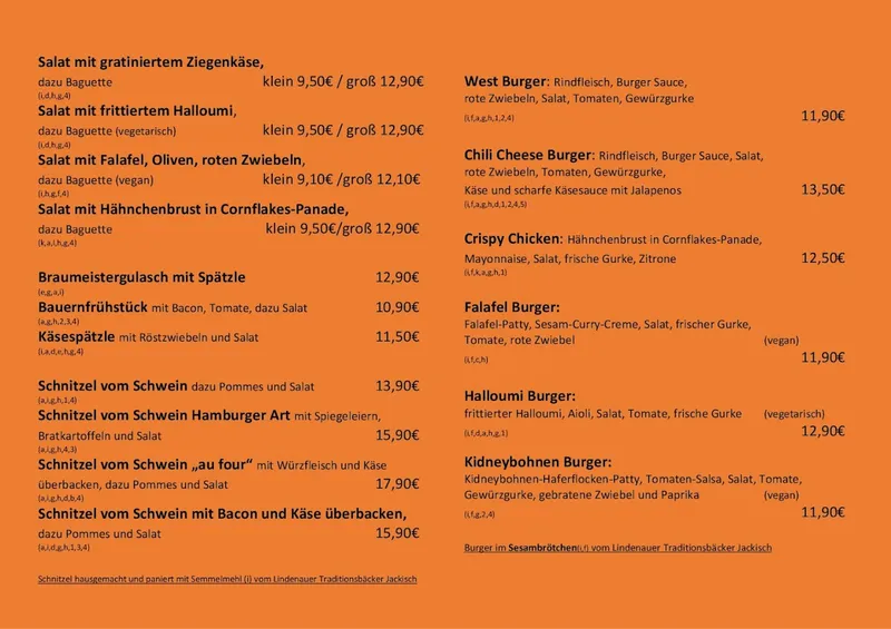 menu 0 of Café Westen