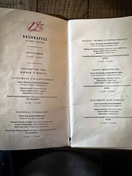 menu 1 of Nord Coast Coffee Roastery