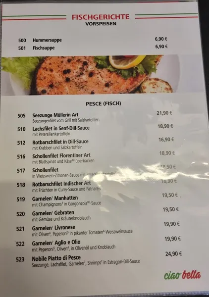 menu 0 of Restaurant Ciao Bella
