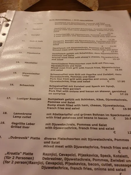 menu 1 of Restaurant Heimgarten