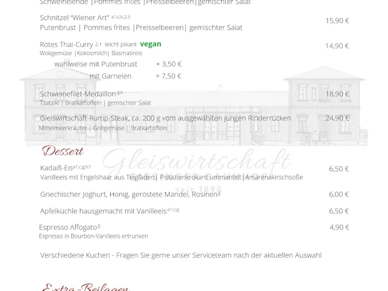 menu 0 of Gleiswirtschaft im Giesinger Kulturzentrum