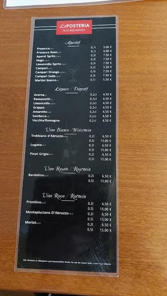 menu 0 of La Posteria