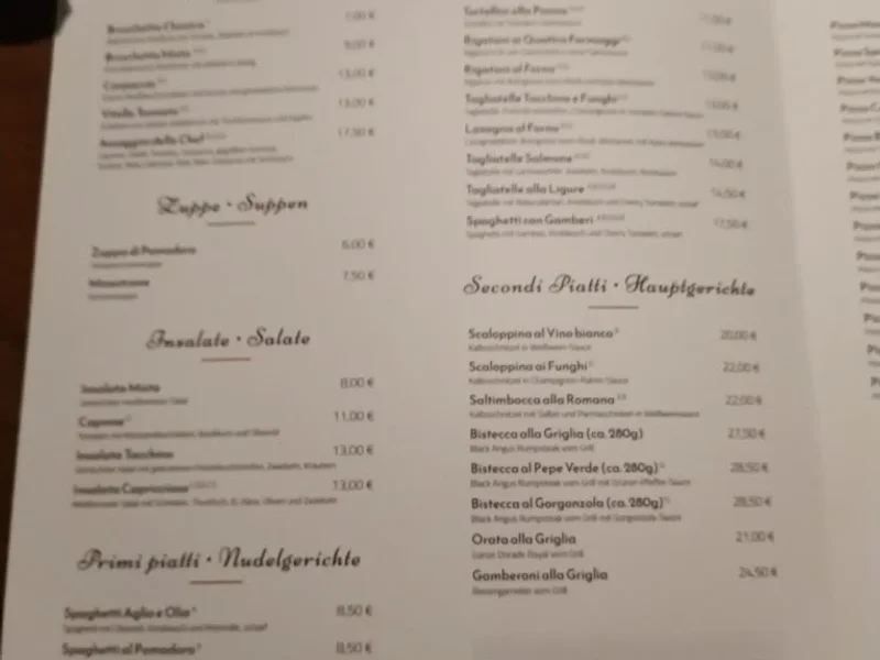 menu 2 of La Posteria