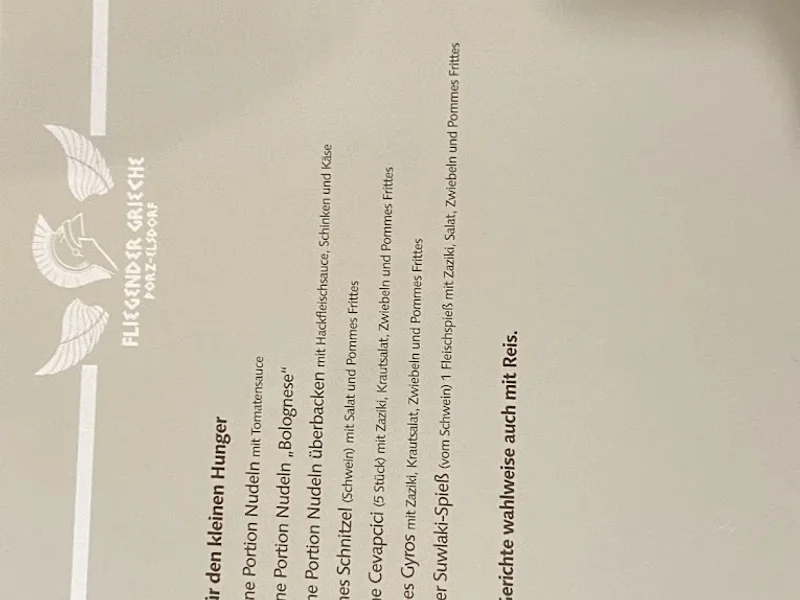 menu 0 of Fliegender Grieche