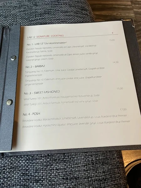 menu 0 of LAB12 Bar @Pullman Cologne