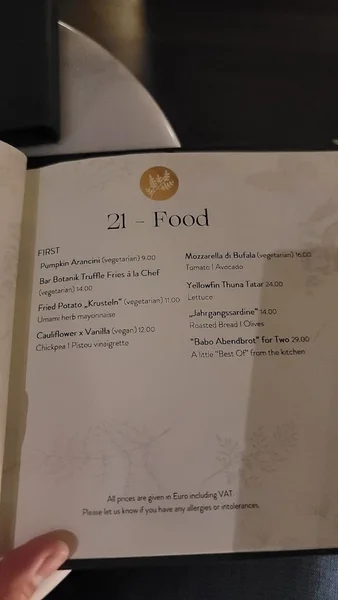 menu 2 of BAR BOTANIK