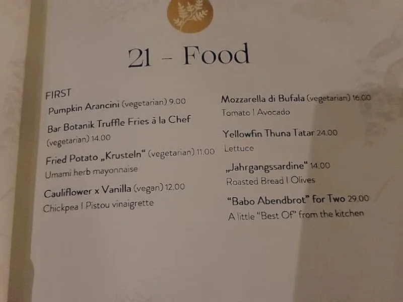 menu 2 of BAR BOTANIK