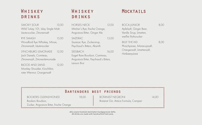 menu 2 of Plüsch Bar & Lounge (im Köln Marriott Hotel)