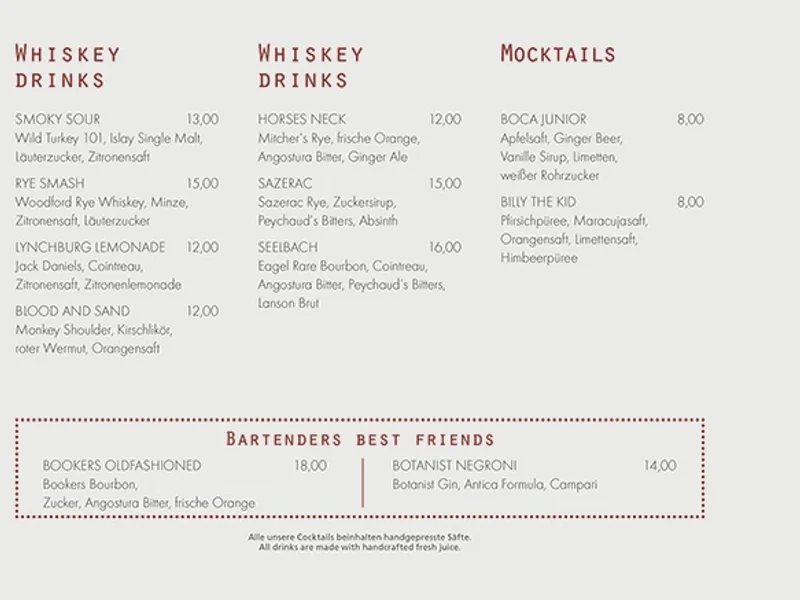 menu 2 of Plüsch Bar & Lounge (im Köln Marriott Hotel)