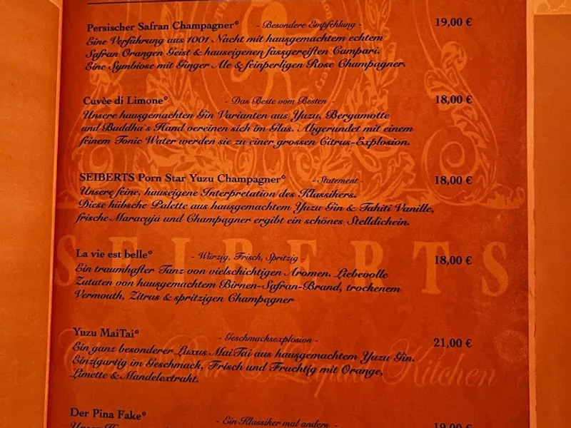 menu 0 of Seiberts - Classic Bar & Liquid Kitchen