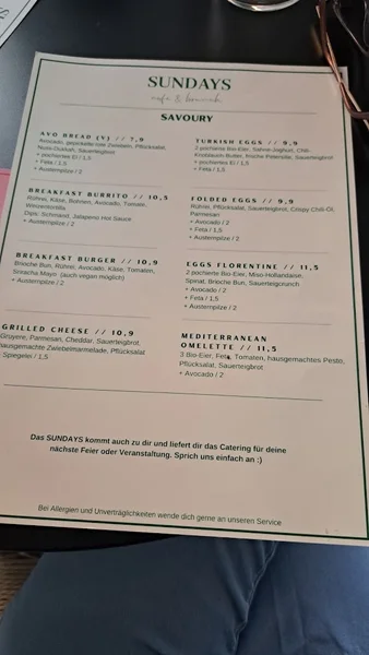 menu 2 of SUNDAYS
