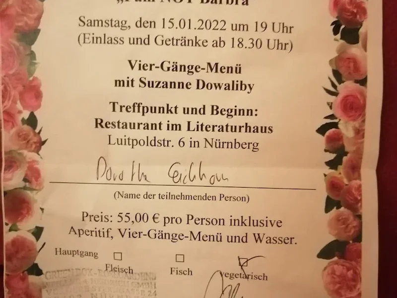 menu 0 of Restaurant im Literaturhaus