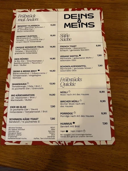 menu 2 of Deins & Meins