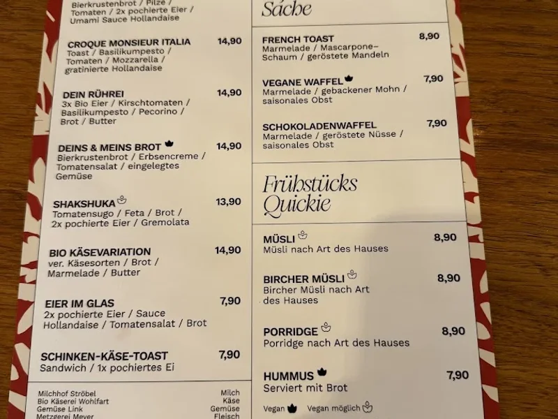 menu 2 of Deins & Meins