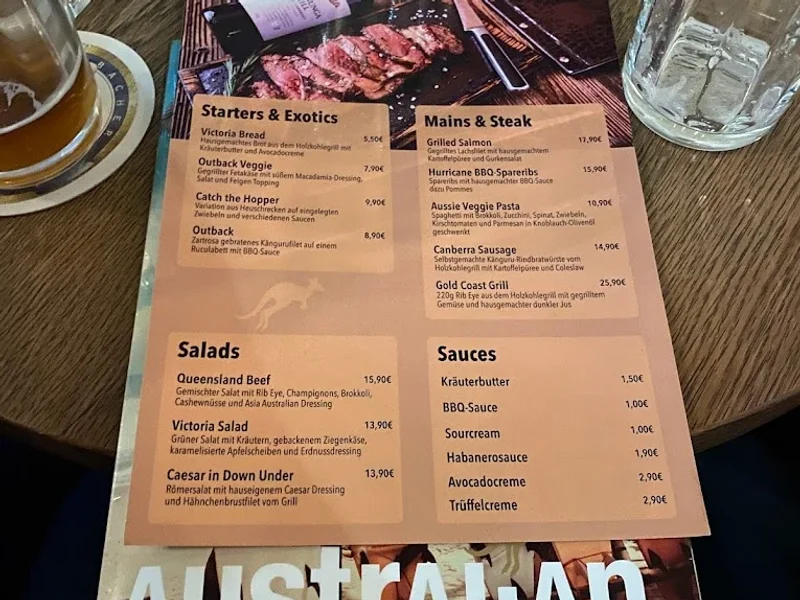 menu 0 of Australian Bar & Kitchen