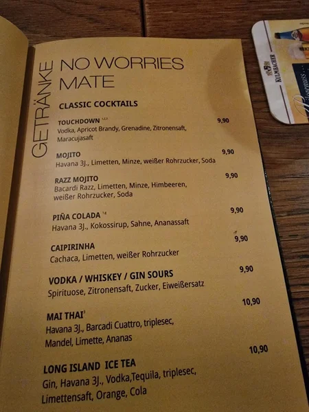 menu 1 of Australian Bar & Kitchen