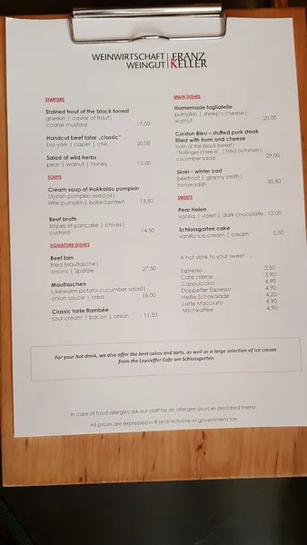 menu 0 of Weinwirtschaft | Weingut Franz Keller