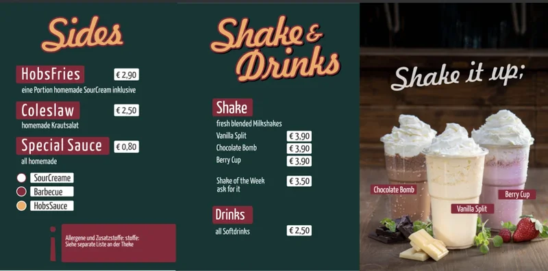 menu 1 of HOBS Hut of Burger