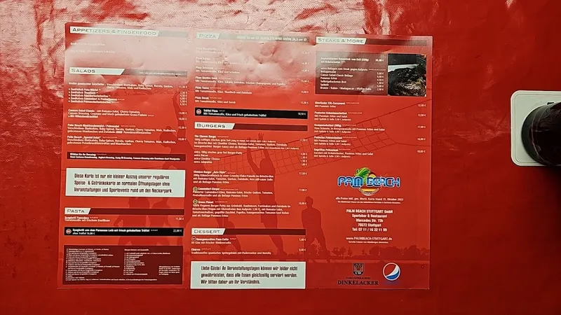menu 2 of Palm Beach Stuttgart