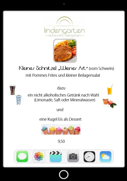 menu 1 of Lindengarten