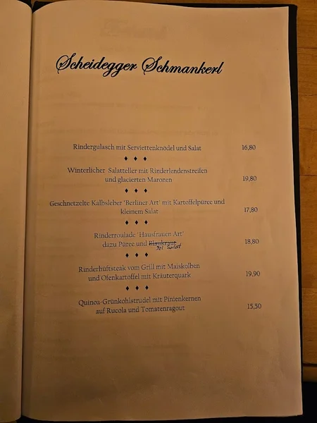 menu 1 of Gaststätte Scheidegger
