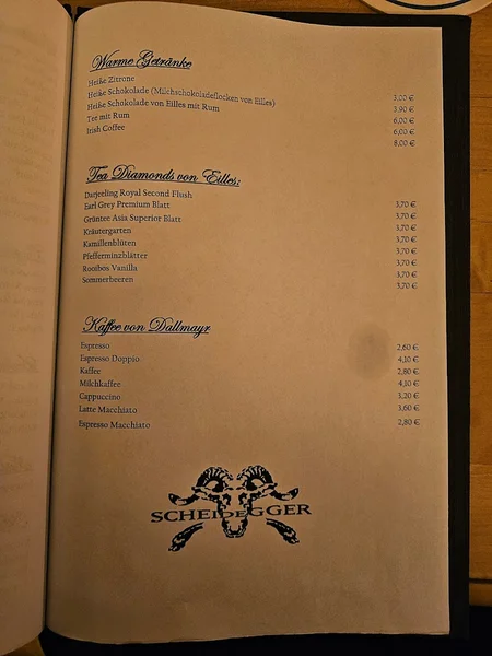 menu 2 of Gaststätte Scheidegger