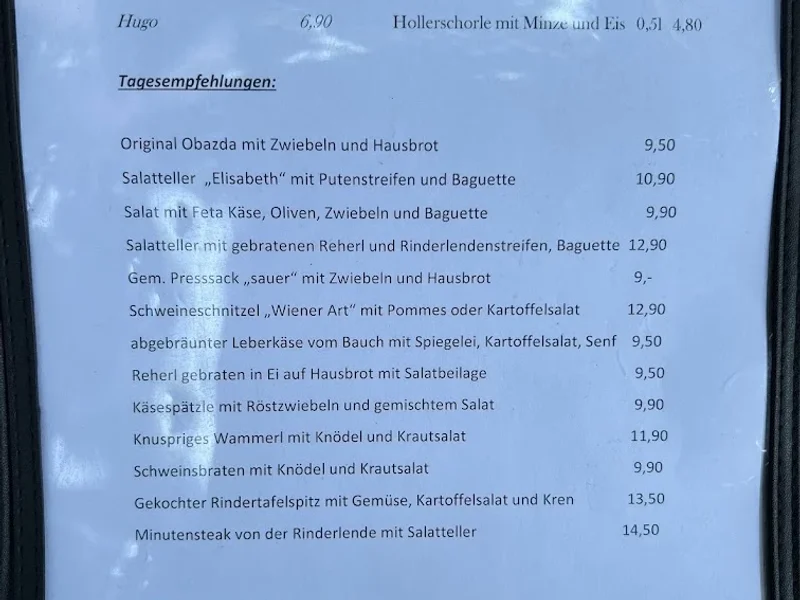 menu 1 of Wintergarten