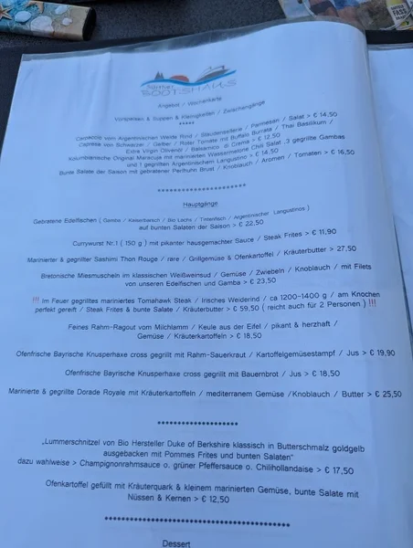 menu 0 of Sürther Bootshaus