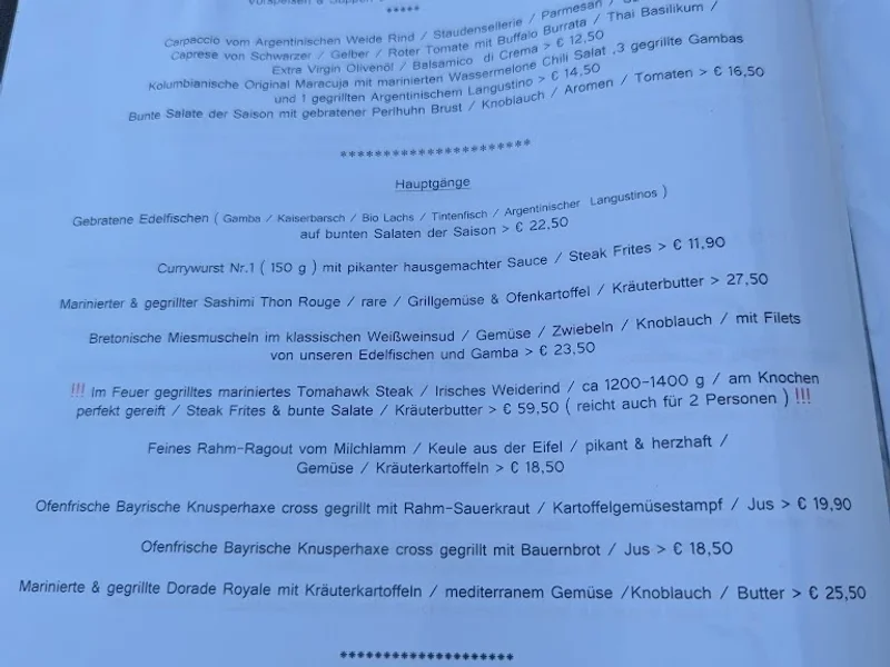 menu 0 of Sürther Bootshaus