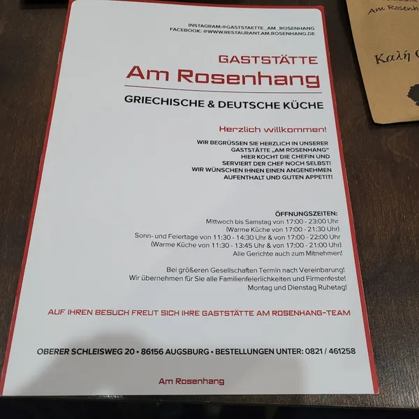 menu 0 of Restaurant Am Rosenhang