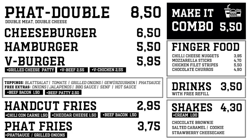 menu 1 of Phatburgers
