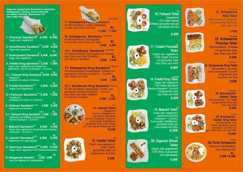 menu 0 of Falafel König