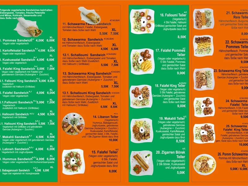 menu 0 of Falafel König