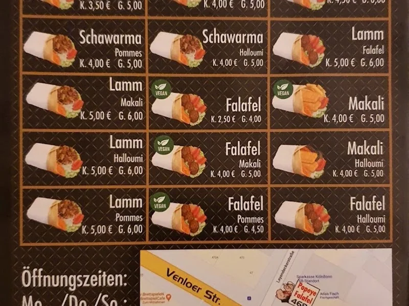 menu 1 of FALAFEL POPEYE (Venloer Str.)