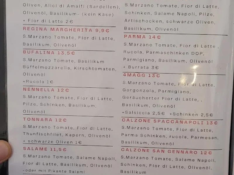 menu 0 of Spaccanapoli Köln