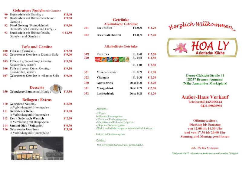menu 1 of Hoa Ly - Asiatische Küche