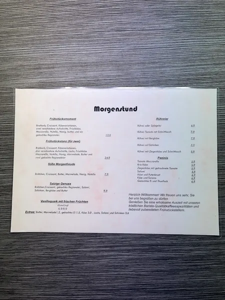 menu 1 of Morgenstund Kaffee & Eismanufaktur