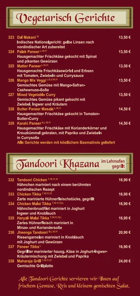 menu 0 of Maharaja Indisches Restaurant