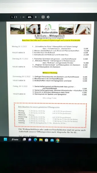 menu 1 of Reiterstüble