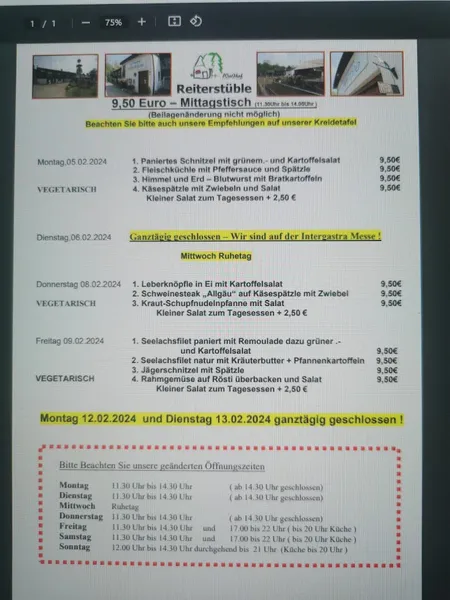 menu 2 of Reiterstüble