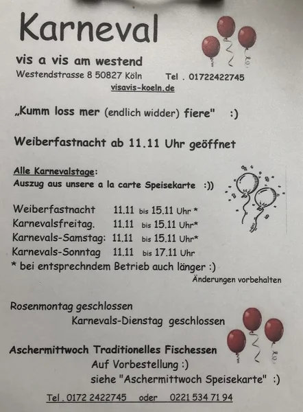 menu 0 of Vis à Vis